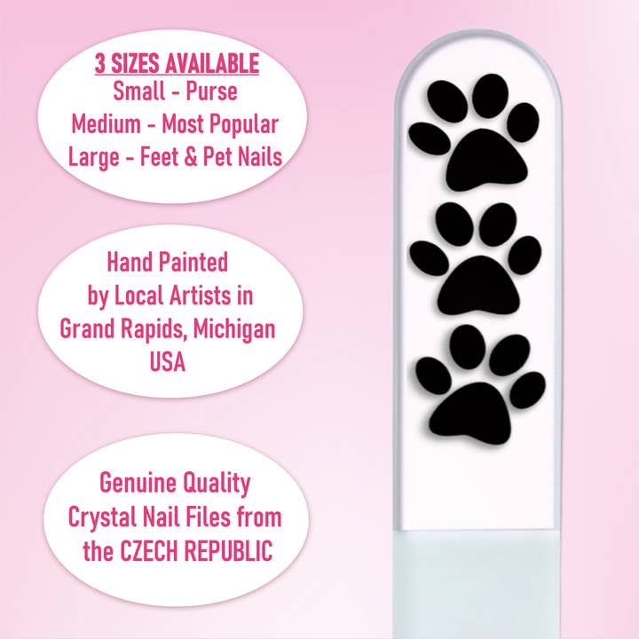 Classy Nail Files - Wholesale Nail File - Paw Print Dog Cat Pet Lover Hand Painted Crystal Nail File5