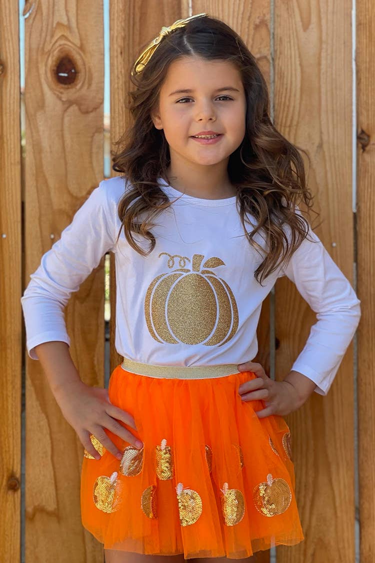 Sparkle Sisters by Couture Clips – wholesale Screen-printed t-shirt – Kids – Gold Pumpkin T shirt3