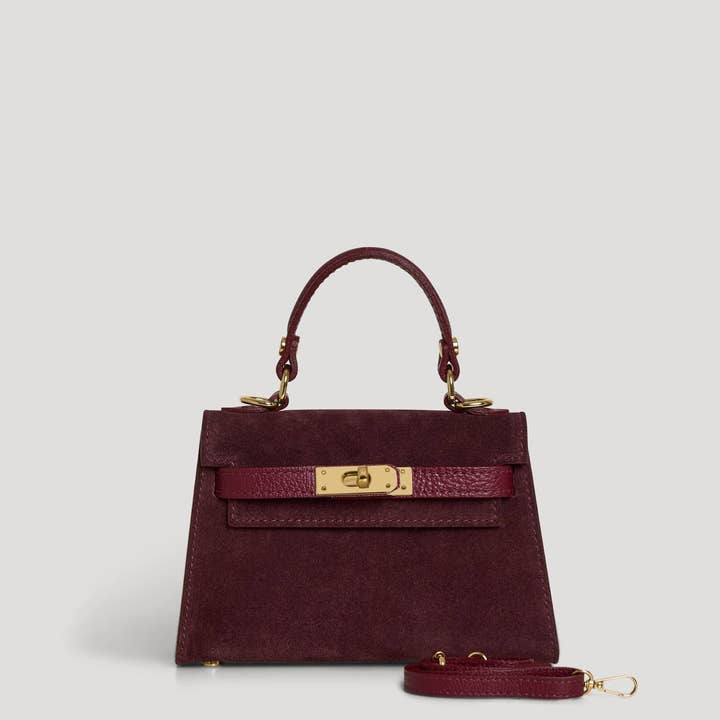 Prestige Milano - Wholesale Tote bag – Women's - Victoria Bag in Burgundy Suede and Dollar Leather4
