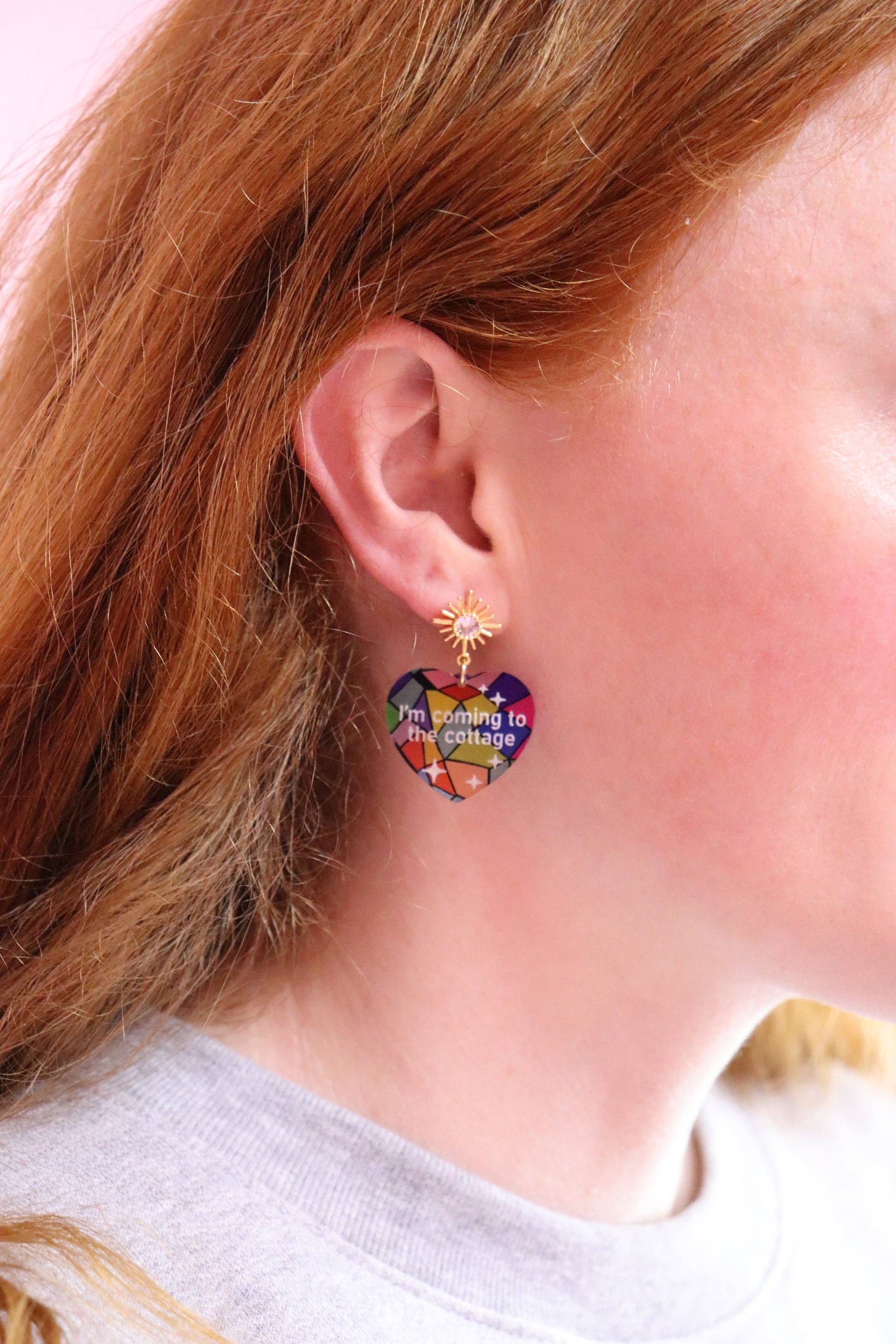 Sunshine Studio - Wholesale Dangle Earrings - Heated Rivalry Stained Glass Quote Earrings0