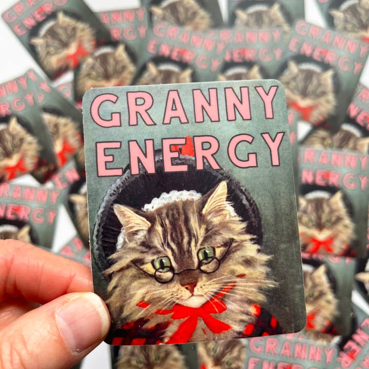 The Coin Laundry - Wholesale Sticker - Granny Energy Funny Cat Sticker