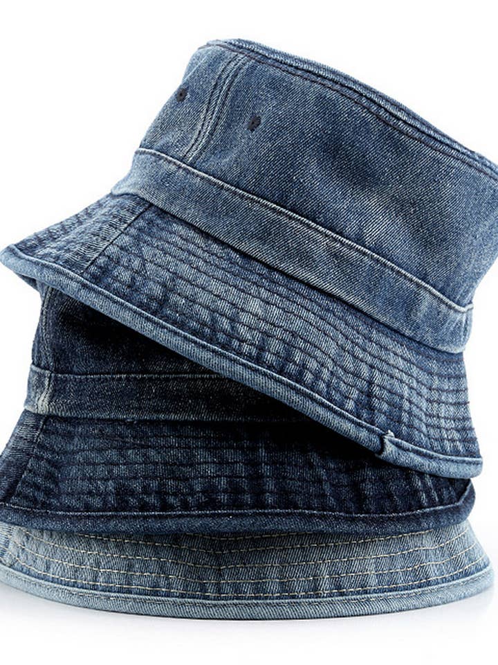 CWAH3202_CHAPEAU BOB DE MODE DÉCONTRACTÉ EN DENIM AVEC PROTECTION SOLAIRE pour la vente par NINEXIS