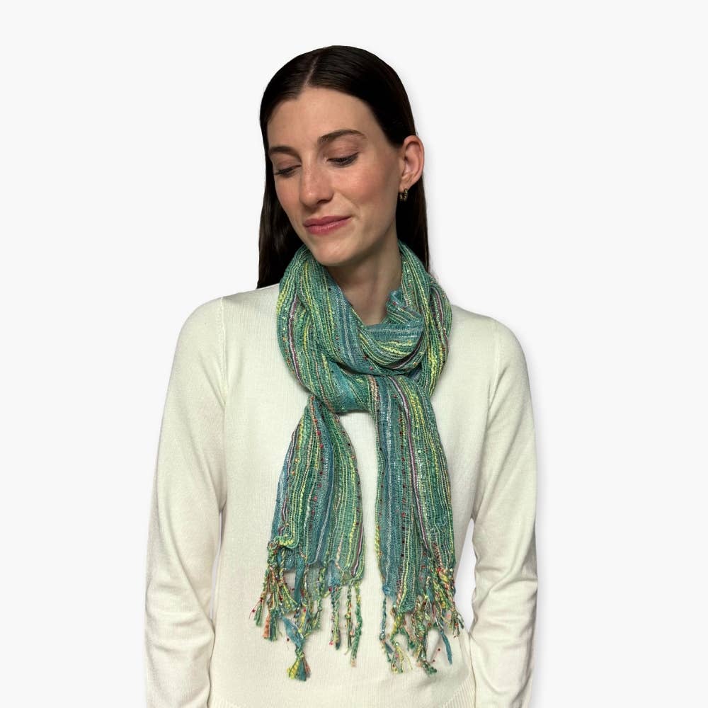 Humble Hilo – wholesale Scarf – Women's – Humble Hilo Multicolored Thread Artisan Scarf128