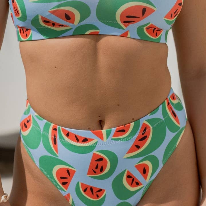 Watermelons high-waisted bikini bottom for wholesale by Palet Theory