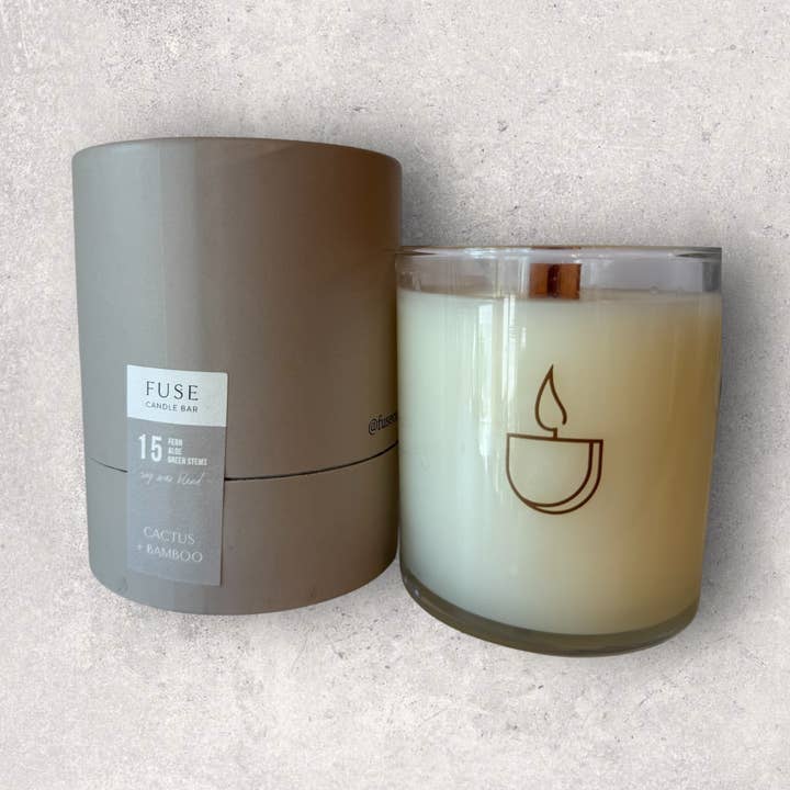 Cactus + Bamboo – 9 oz Soy Wax Blend Candle | Wood Wick for wholesale by Fuse Candle Bar