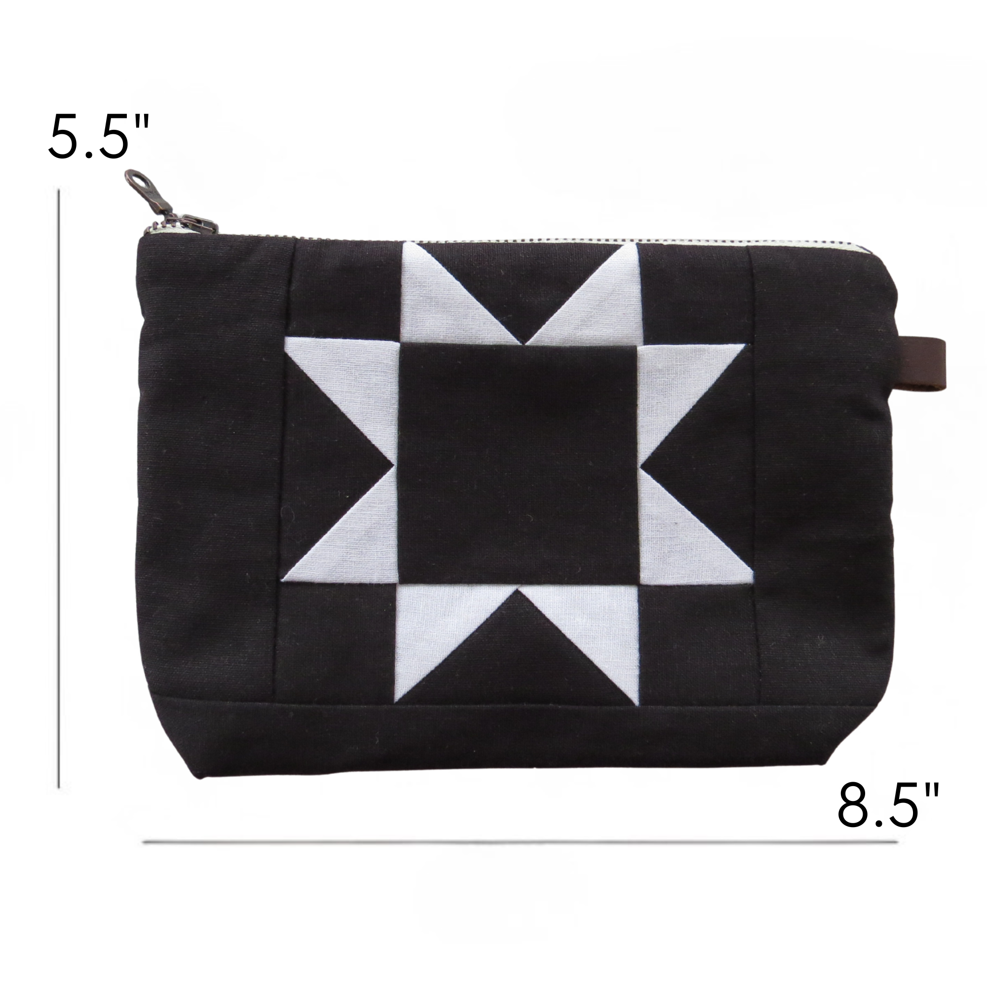 PaperFromHeaven - Wholesale Pouch - Women's - Medium Zipper Bag | Cosmetic Pouch | Sawtooth Star Black2