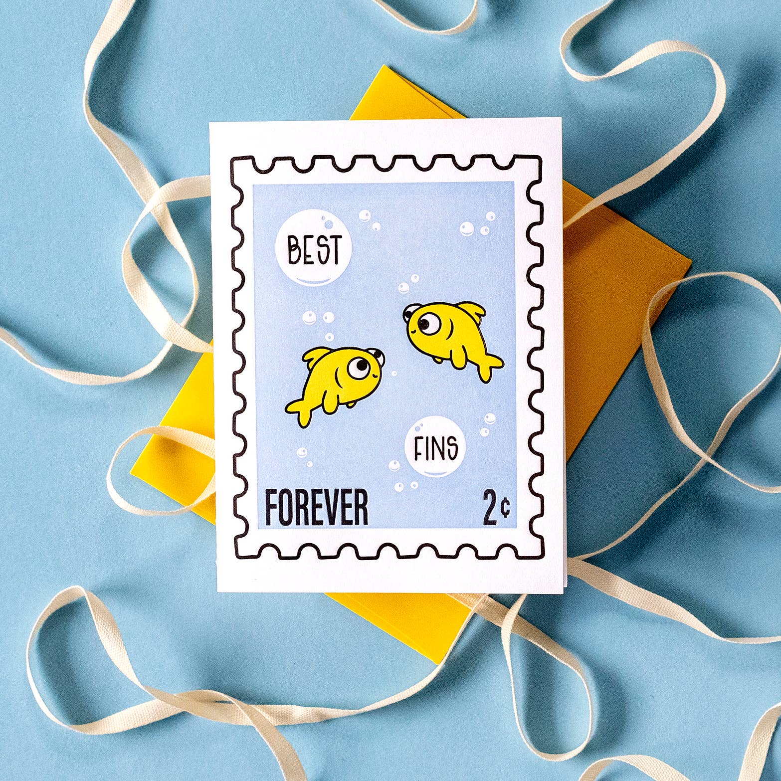 Kiss and Punch - Wholesale Love Card - Punny Best Fins Best Friends Forever Letterpress Card1