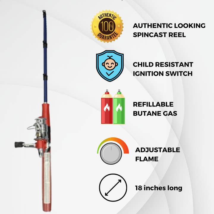 John Gibson Enterprises, Inc. - Wholesale Lighter - Open Face Fishing Pole BBQ Lighter-Multicolor