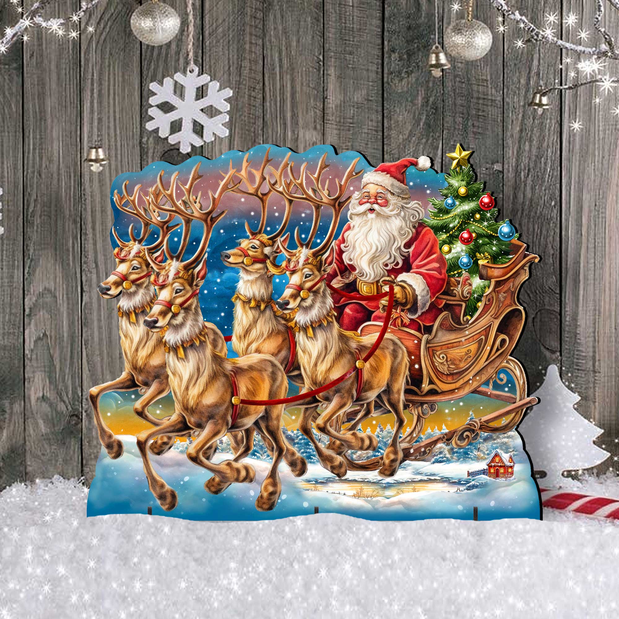 Designocracy - Wholesale Outdoor Ornament/Decor - Santa in Sleigh Outdoor Decor by G. Debrekht | Christmas San5