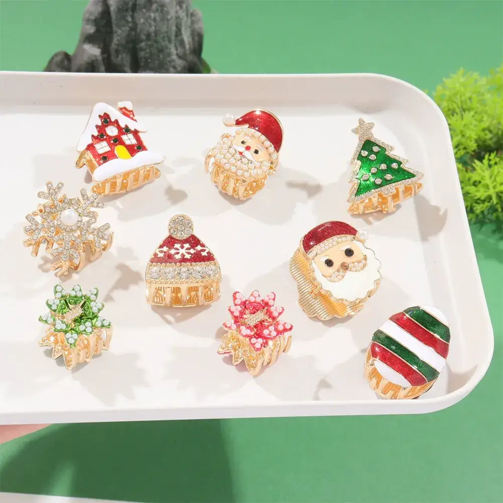 Otterware - Wholesale Hair Clip - Women's - Dainty Rhinestone Christmas Mini Hair Clips - Festive Fun11