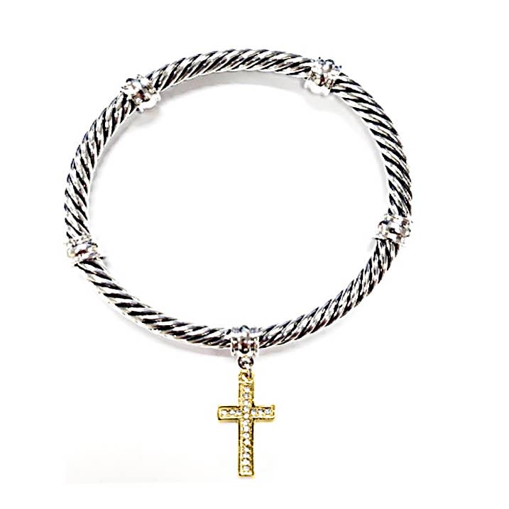 Cross Charm Stretch Bracelet for wholesale by Laudic Co