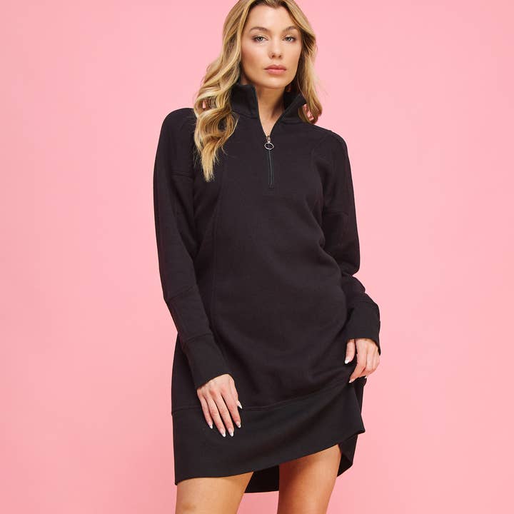 ROBE SWEAT-SHIRT À DEMI-ZIP EN MOLLETON FRANÇAIS-FZ0010-D3 pour la vente par FREEZIA