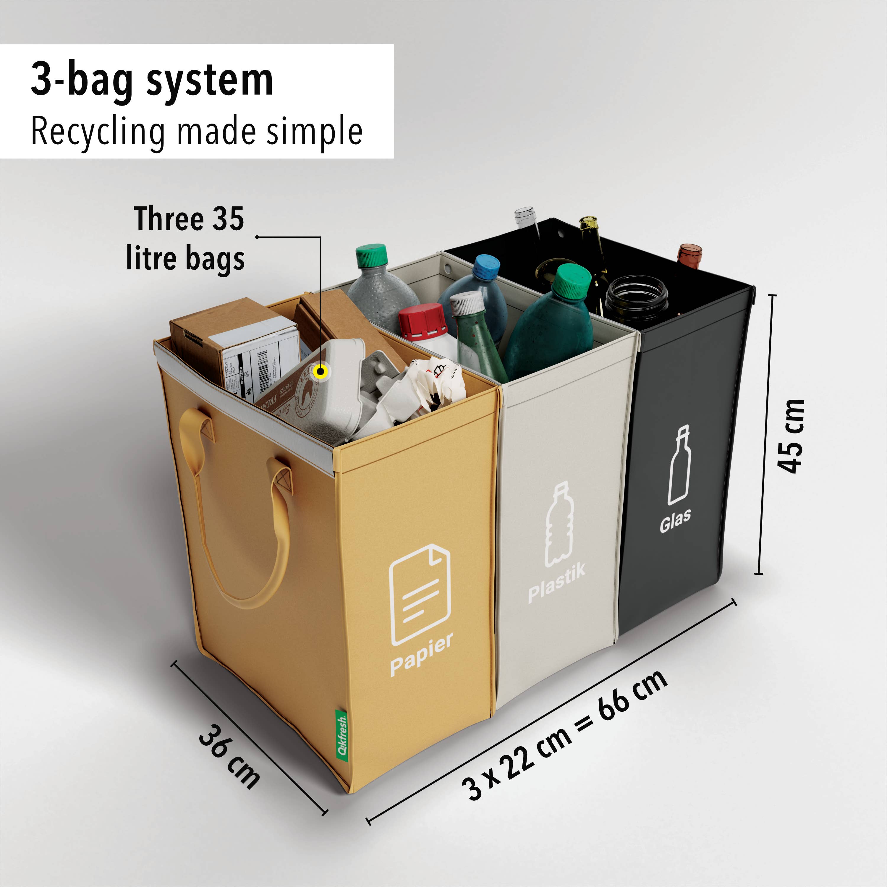 Qikfresh - Wholesale Kitchen Storage/Organizer - Waste separation system (set of 3)3