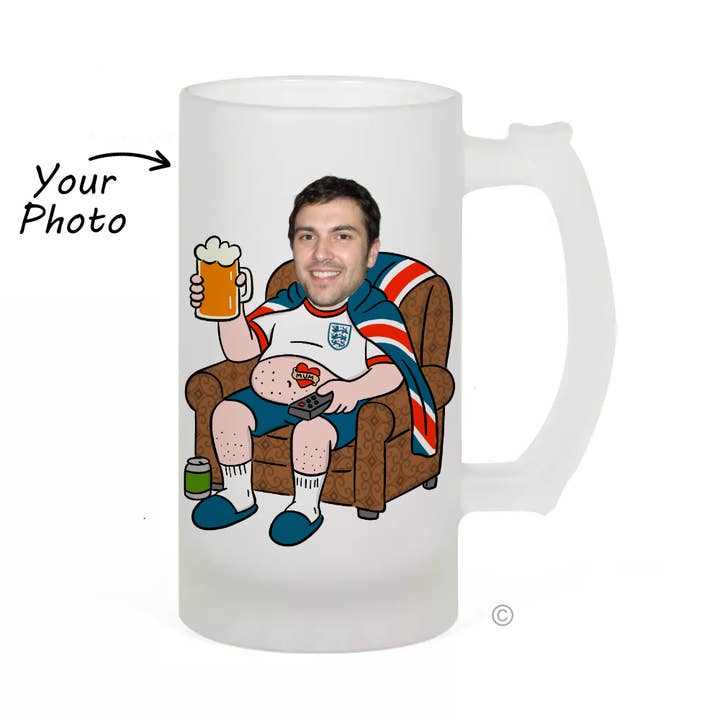 Personalised Football Fan Beer Glass for wholesale by Risqué Gifts