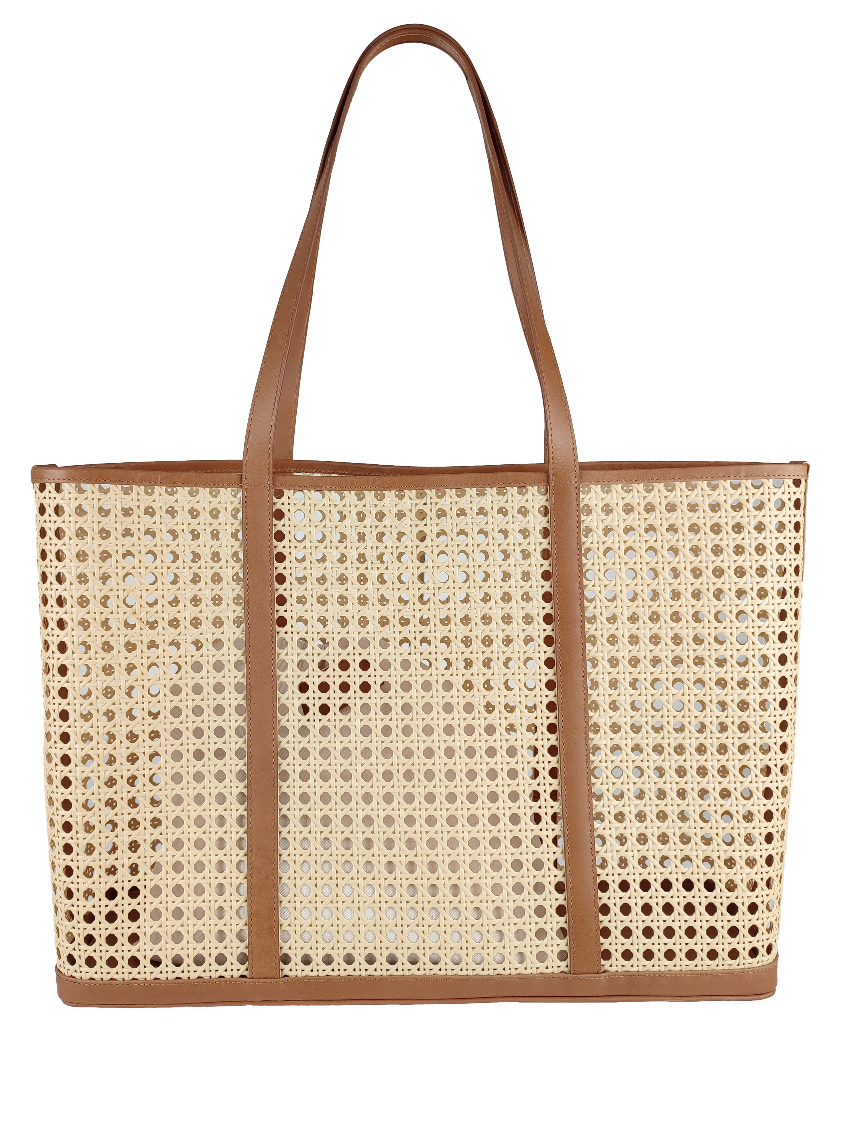 Florence Leather - Wholesale Beach Bag - Rattan bag with leather details4