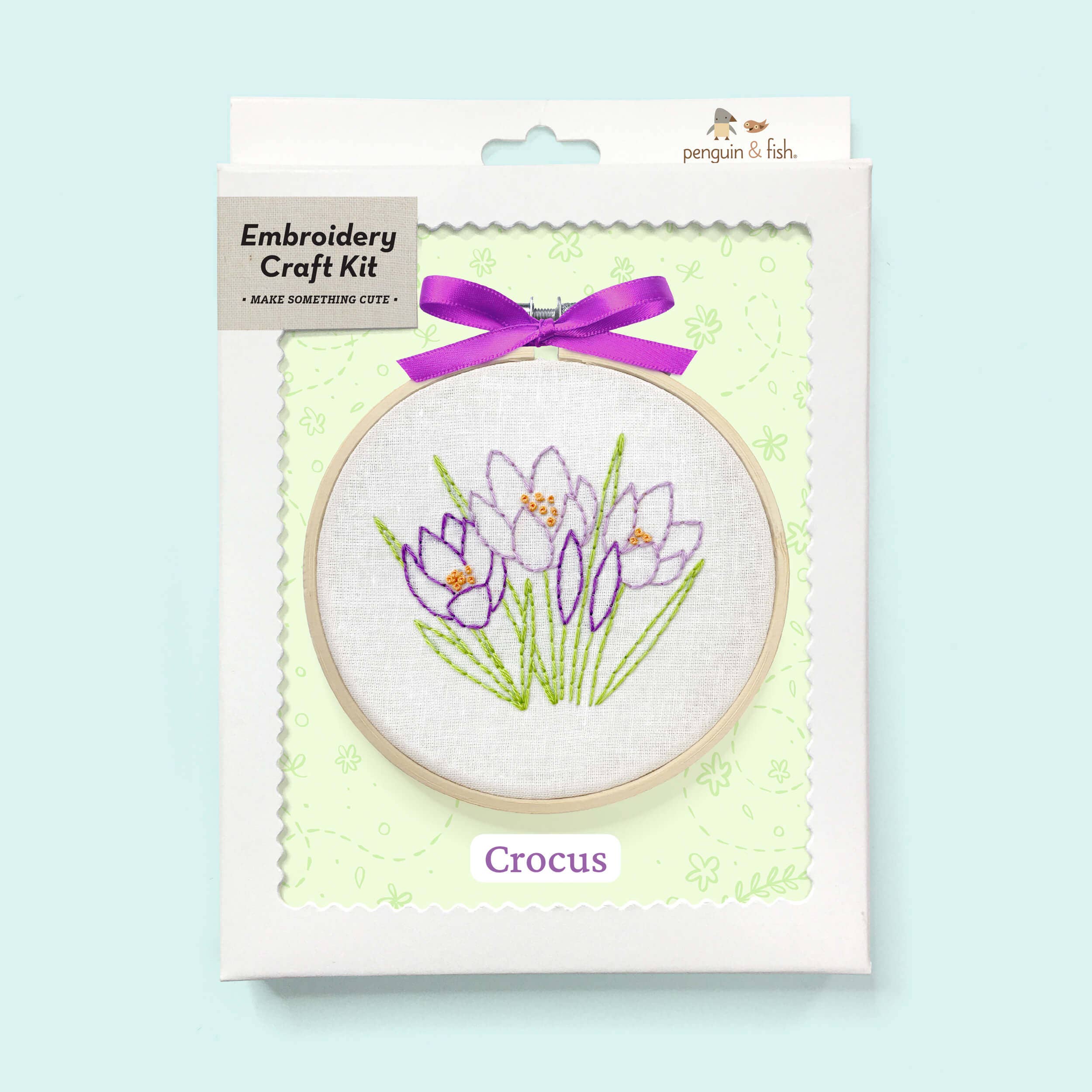 Penguin & Fish - Wholesale Embroidery/Cross Stitch Supplies - Crocus 4" embroidery kit1