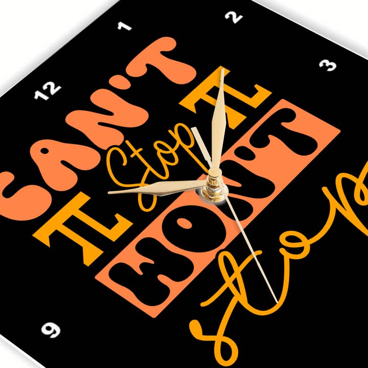 3dRose – wholesale Wall clock – 3dRose, Cannot stop will not stop orange and yellow typography Pi day design, Wall Clock2