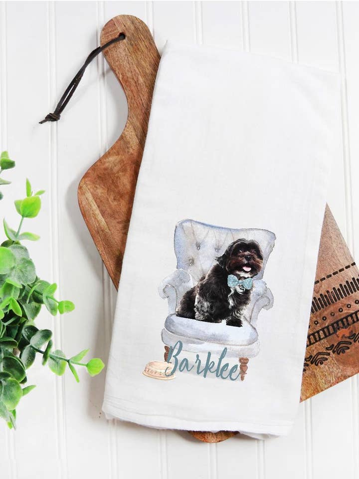 Sort Shih Tzu Flour Sack viskestykke for engroshandel hos The Preppy Pineapple Home
