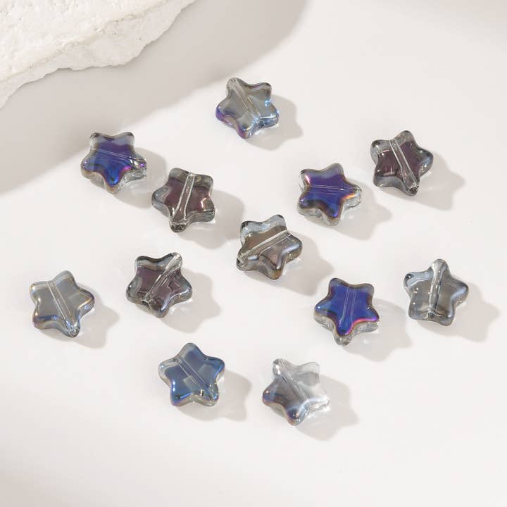 Beads Creation - Wholesale Beads - Iridescent Glass Star Beads, DIY Jewelry Set, Gift, BD1804