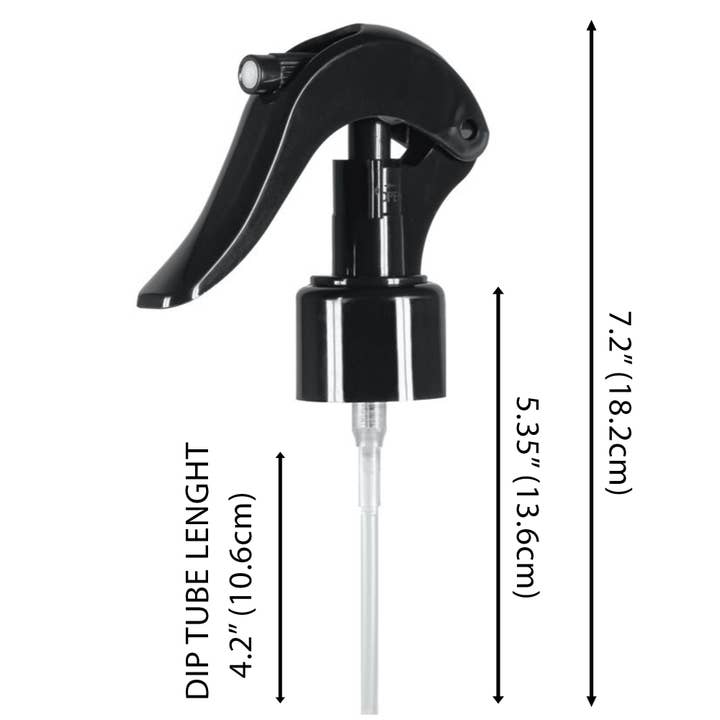 Cute Farms - Wholesale Spray Bottle - Black Mini Trigger Sprayer 24-410 Smooth, 4.2" dip tube for1