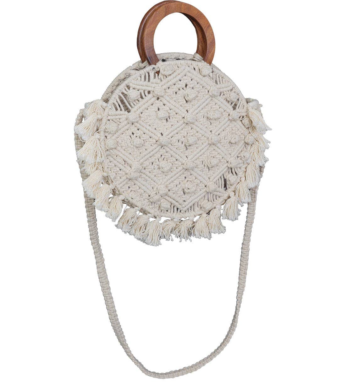 Magid Natural Cotton Macrame Fringe Circle Handbag for wholesale on Faire1