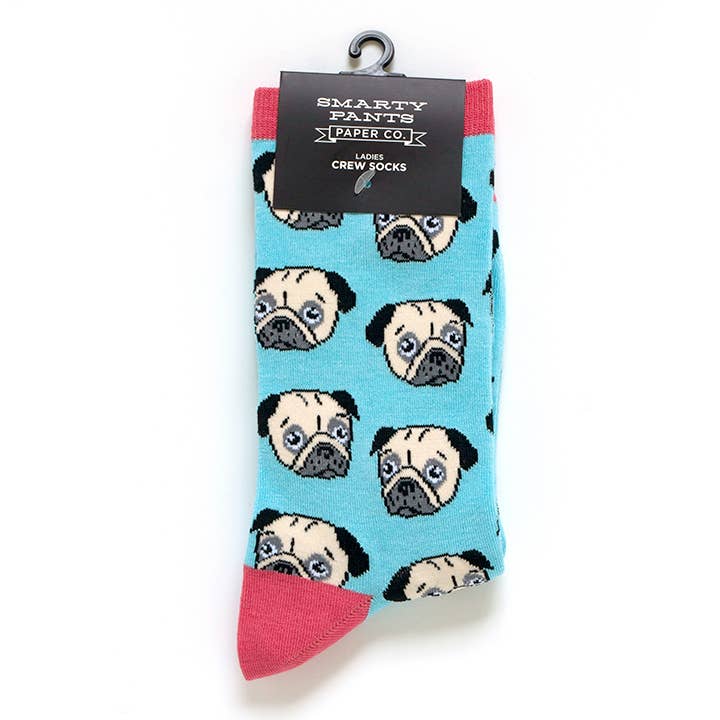 Smarty Pants Paper - Vendita all'ingrosso Calzini - Donna - Calzini da donna in misto bambù con motivo Tan Pug