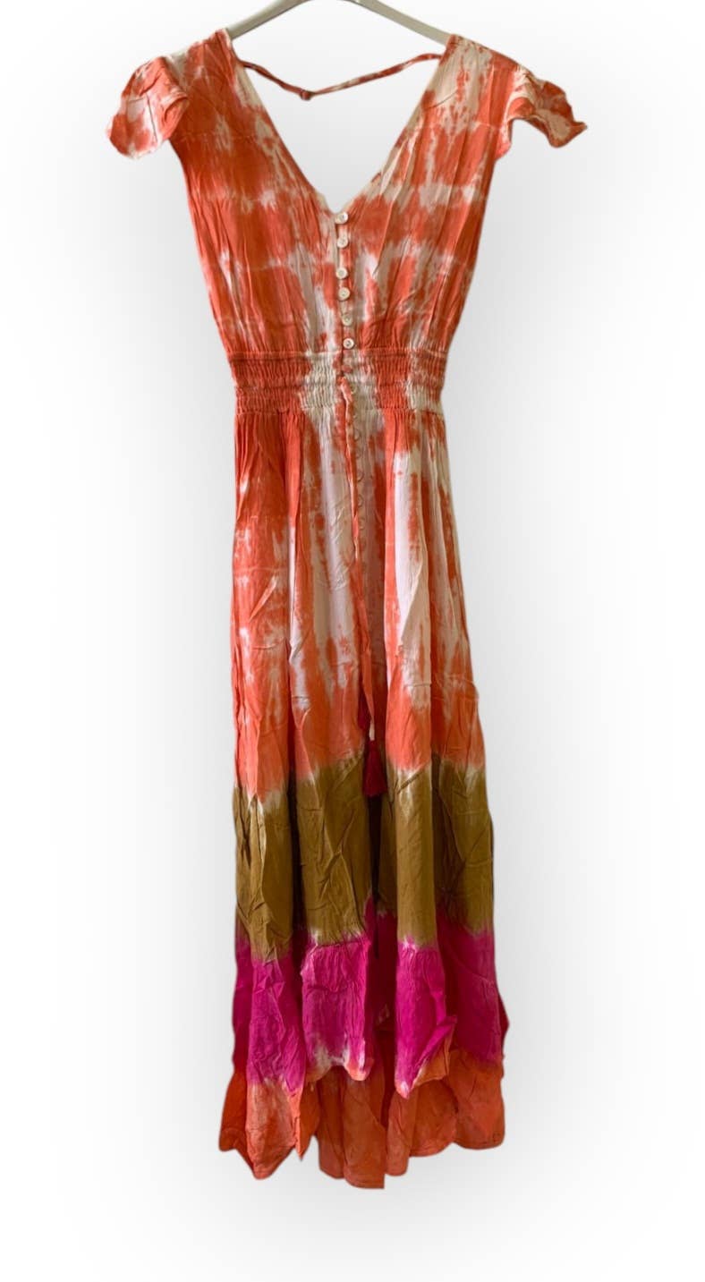 Nola by bijusol – Vestido - Mulher por atacado – Vestido Maxi Tie-Dye Boho – Feito à Mão na Índia4