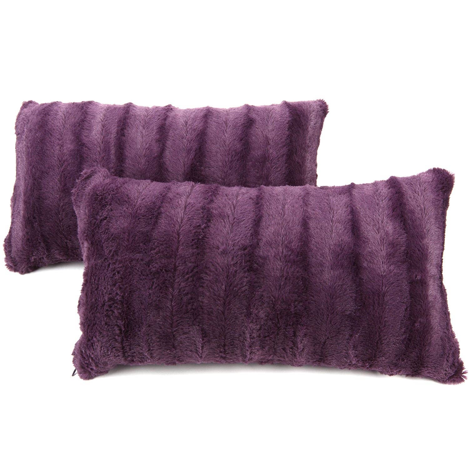 Cheer Collection - Wholesale Throw/Decorative Pillow - 2-Pack Reversible 12"x20" Faux Fur and Microplush Pillows8