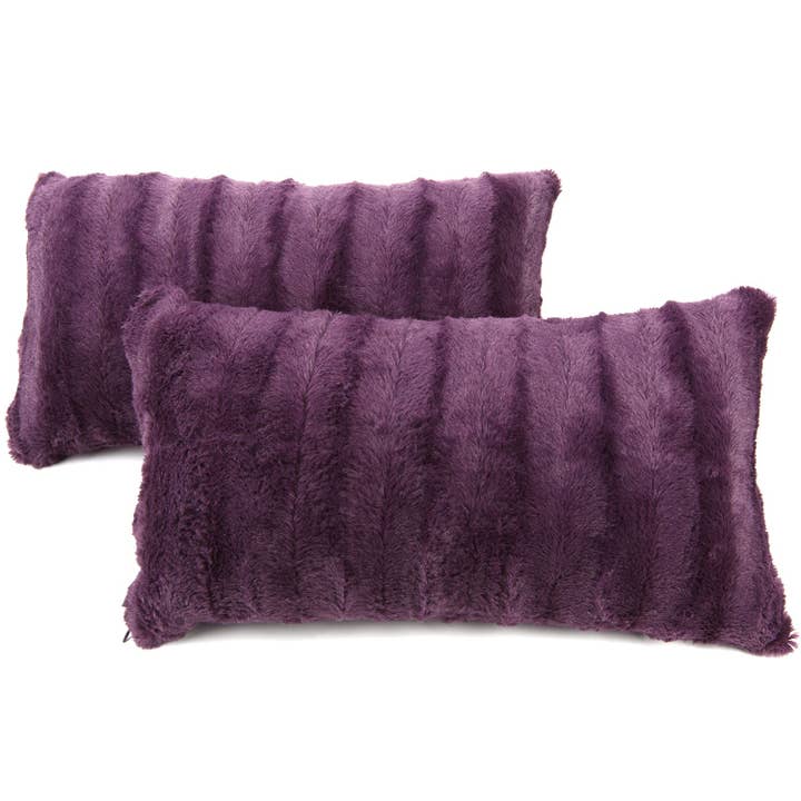 Cheer Collection - Wholesale Throw/Decorative Pillow - 2-Pack Reversible 12"x20" Faux Fur and Microplush Pillows8