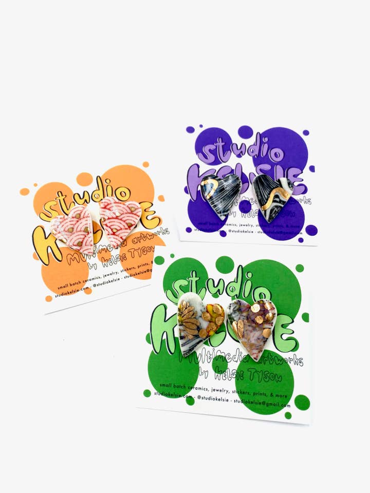 Porseleinen oorstekers met hart voor wholesale door Studio Kelsie