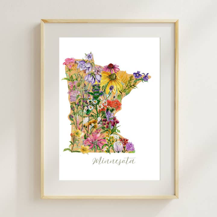 Minnesota Wildflower state print - Yellow for wholesale by Wild Botanical Atelier