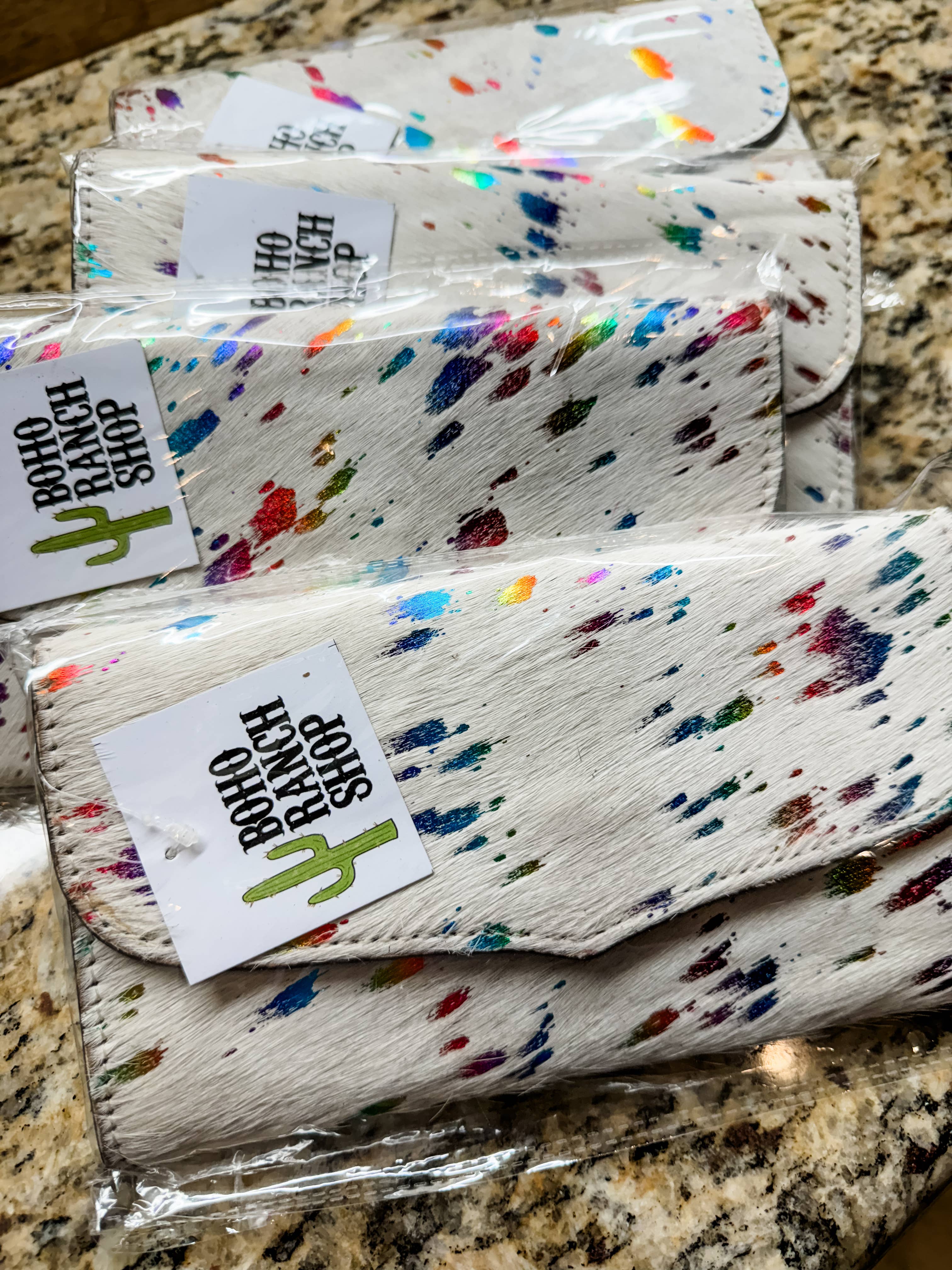 Boho Ranch Shop - Vente Portefeuille – femme - Portefeuille en cuir de vachette Western Hair On Vache5