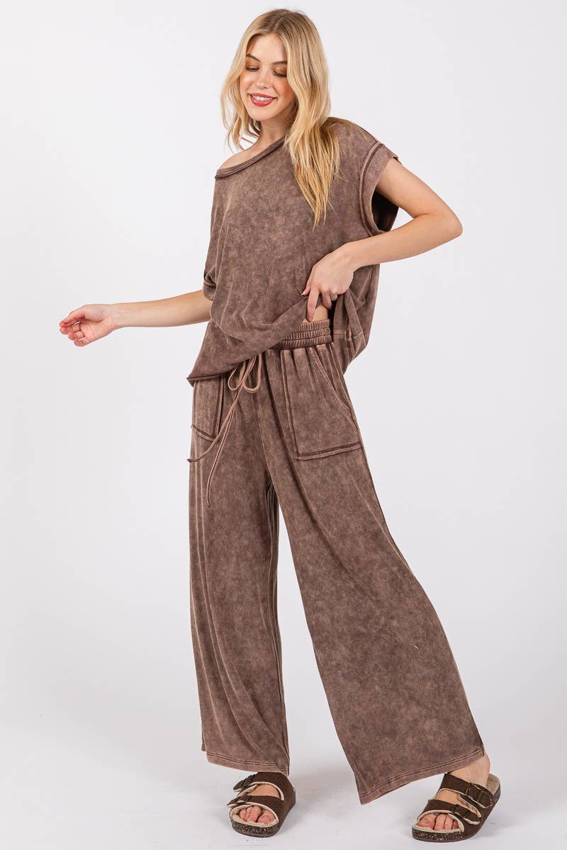 Sewn and Seen - Wholesale Lounge Set - Women's - MINERAL WASHED TOP AND PANTS RIB SETS37