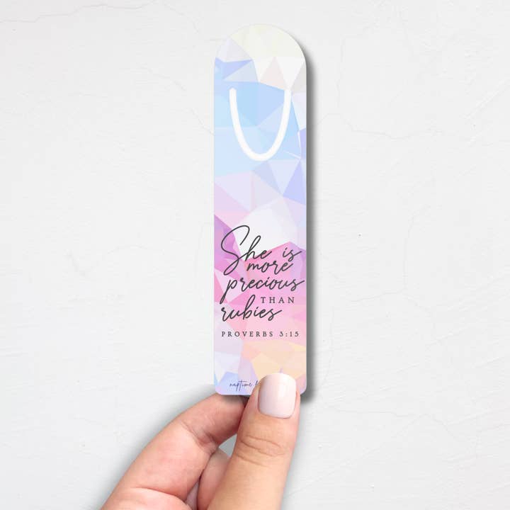 She Is More Precious Than Rubies Metal Christian Bookmark for wholesale by Faith & Life Christian Brands