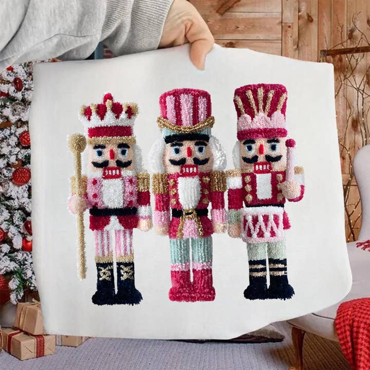 Xmas Nutcrackers Faux Yarn Crochet Comfort Colors Sweater for wholesale by Glaime