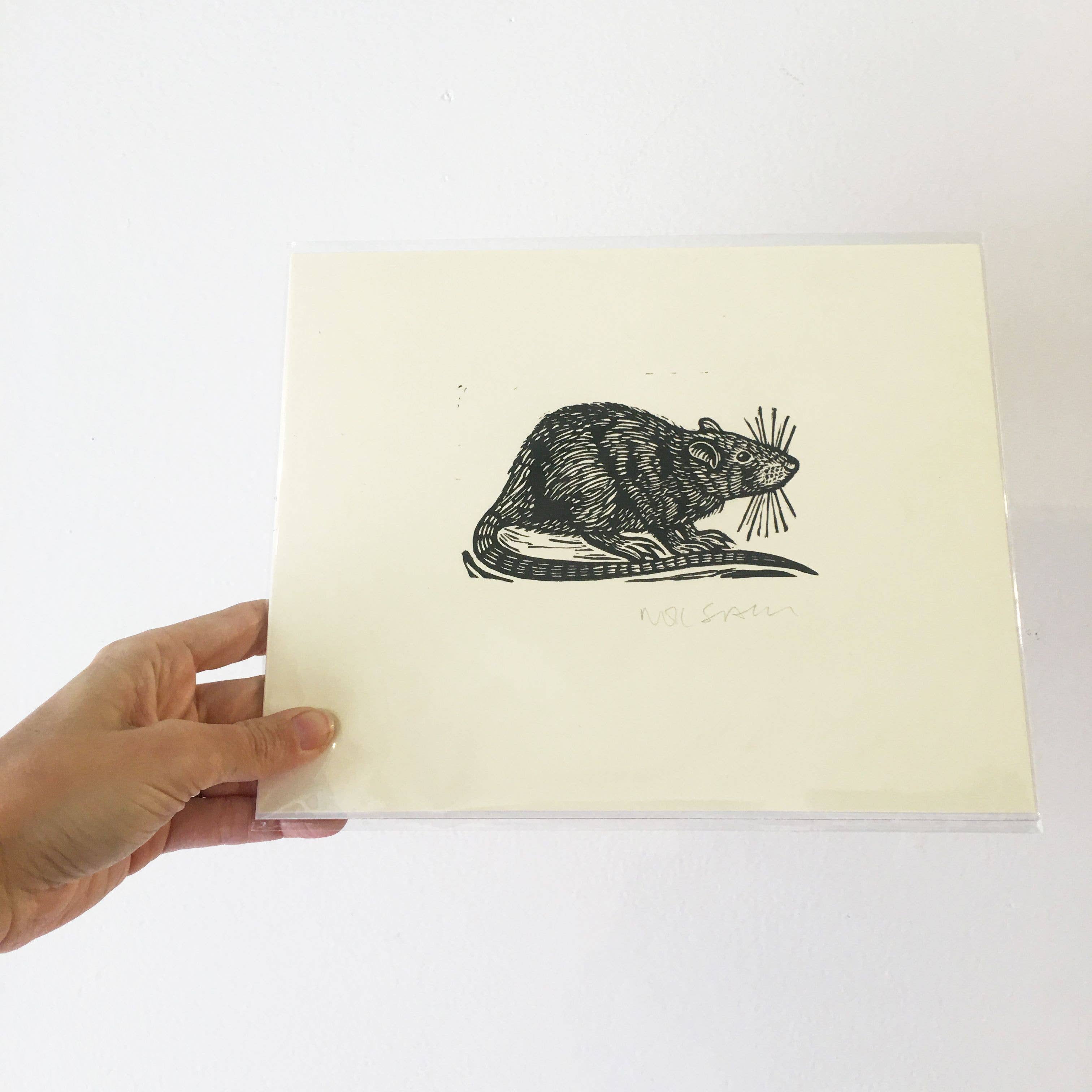 Horse & Hare - Wholesale Art Print - Rat Linocut Art Print1