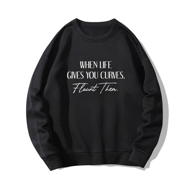 HUC-FW1226 WHEN LIFE GIVE YOU CURVES GRAPHIC SWEATSHIRT for wholesale by crashangel.us