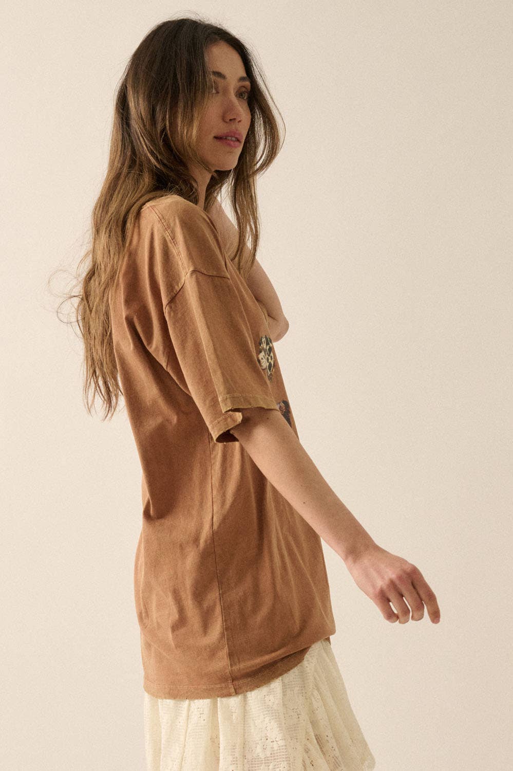 TOFFEE Vintage Dog Portrait Distress Oversize Graphic Tee for wholesale on Faire4