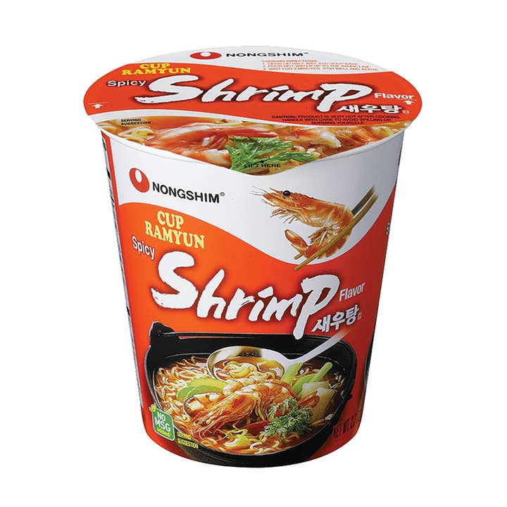 Nongshim Spicy Shrimp Noodle Cup-67g (Pack of 6 Cups) for wholesale by K Moitves Foods