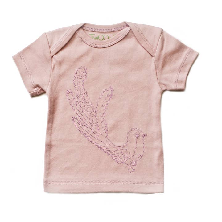Salmon/Pink Peace Bird Short Sleeve Tee for wholesale by Two Owls