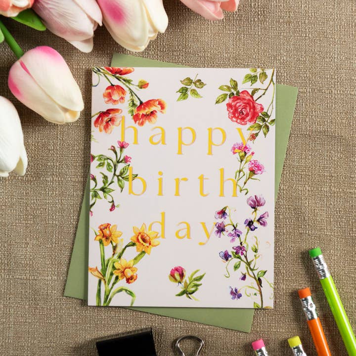 Alla Dickson Art - Wholesale Everyday Greeting Card - Floral Birthday Greeting Card Botanical Birthday Card