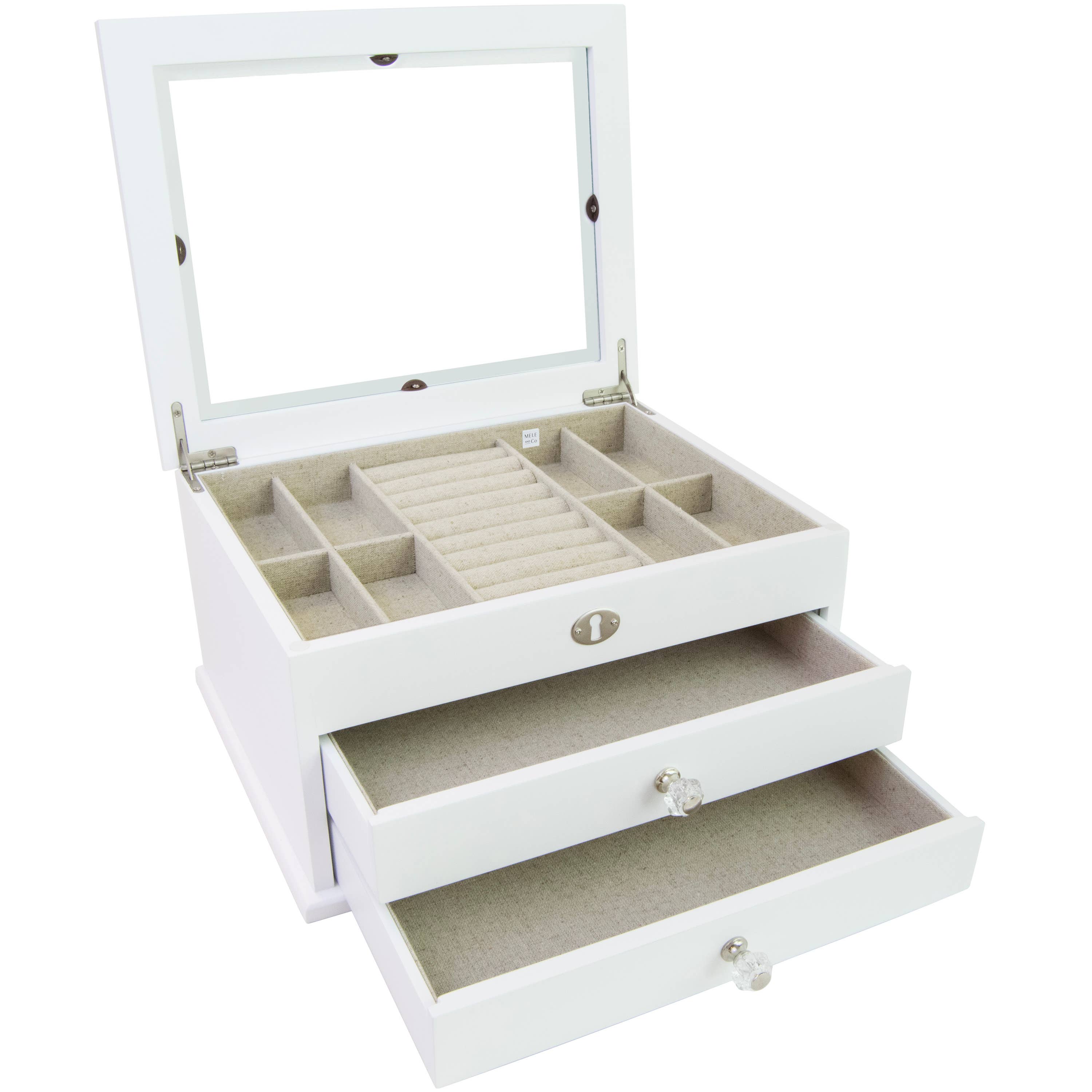 Mele and Co - Wholesale Jewelry Box/Organizer - Mele and Co Lili Glass Top Wooden Jewelry Box3
