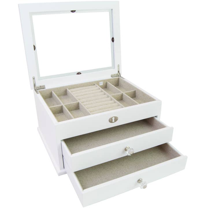 Mele and Co - Wholesale Jewelry Box/Organizer - Mele and Co Lili Glass Top Wooden Jewelry Box3