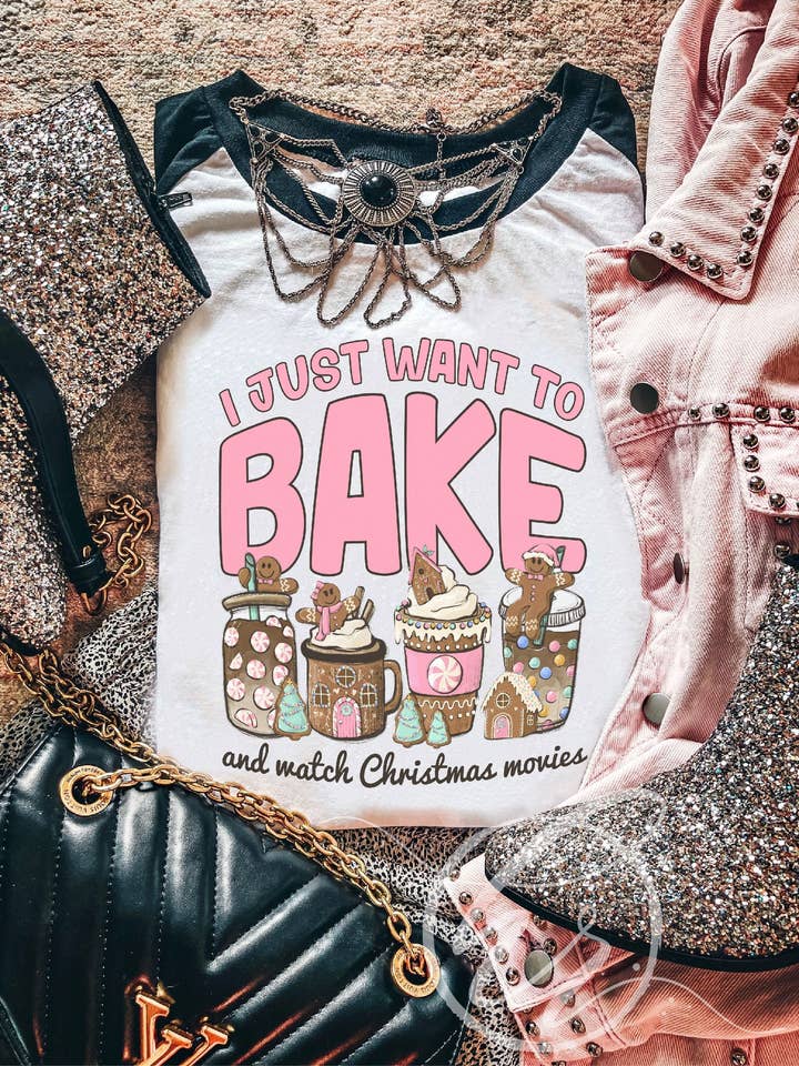 Hectic Rebellion – Engroshandel T-shirt med print - Dame – Jeg vil bare bage og se julefilm