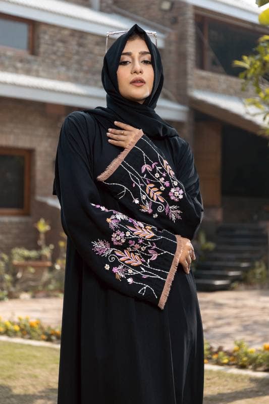Multi Colored Aafrozah Black Abaya for wholesale on Faire1