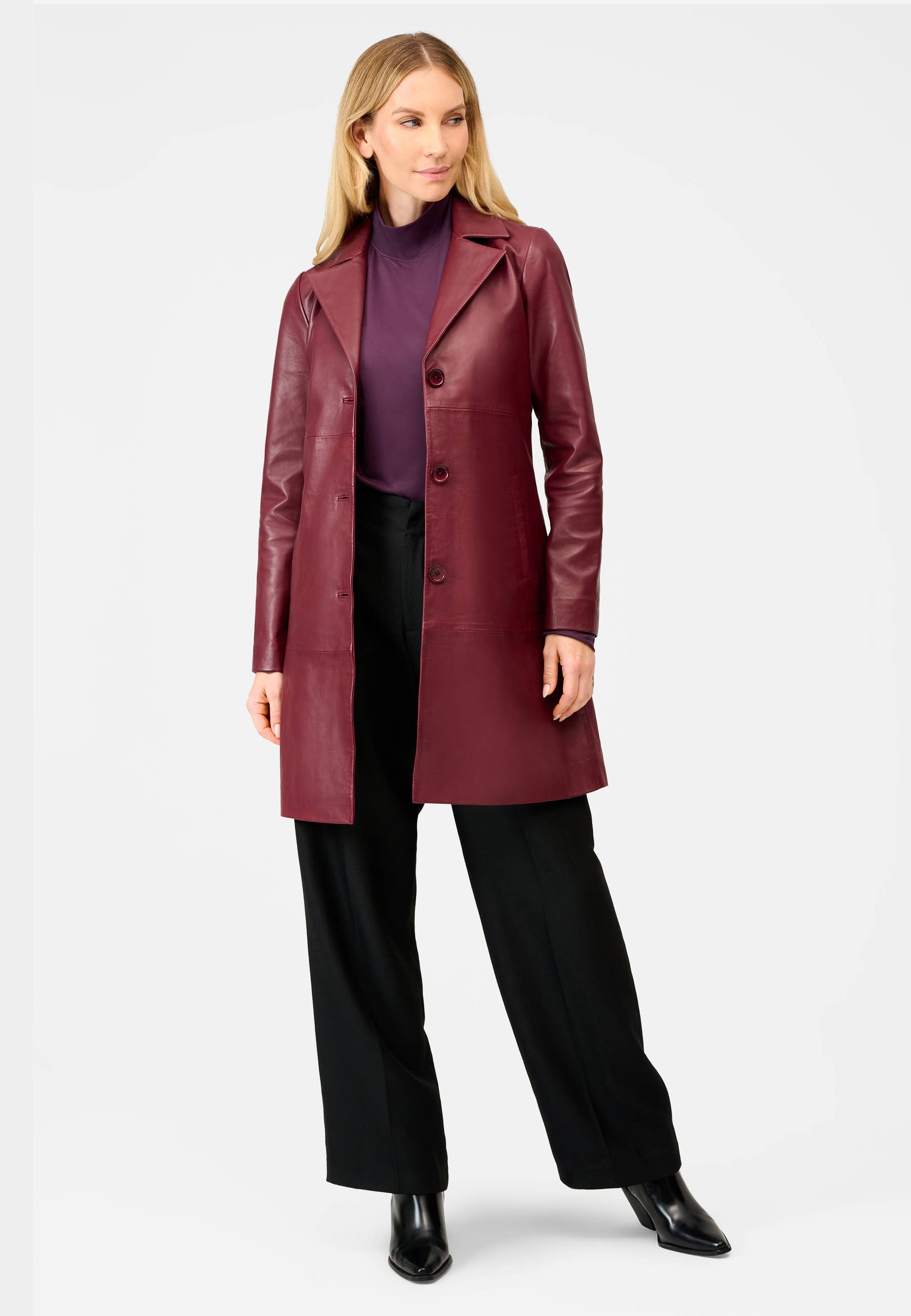 Ricano – Großhandel Mantel - Damen – Klassischer Damen Ledermantel Marzia  - Lamm Nappa Leder19