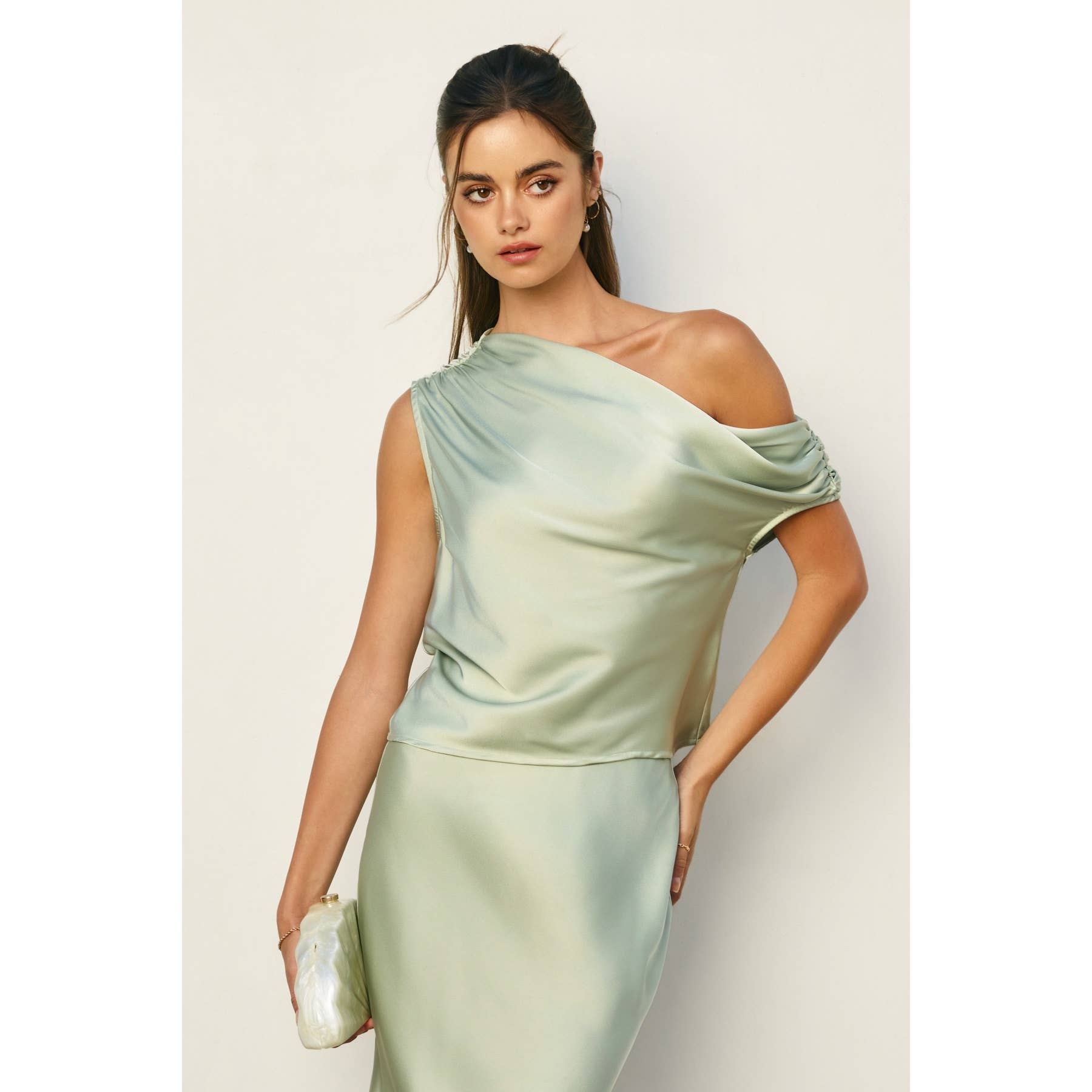 Dress Forum - Wholesale Blouse - Women's - Dull Satin Asymmetrical Shoulder Top22