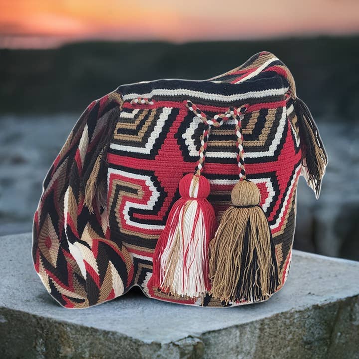 Rivka Large Handmade Crochet Wayuu Mochila Bag for wholesale by Wuitusu