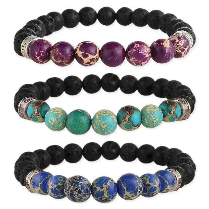 ZAD - Wholesale Aromatherapy Bracelet - Stone & Lava Bead Essential Oil Diffuser Stretch Bracelet1