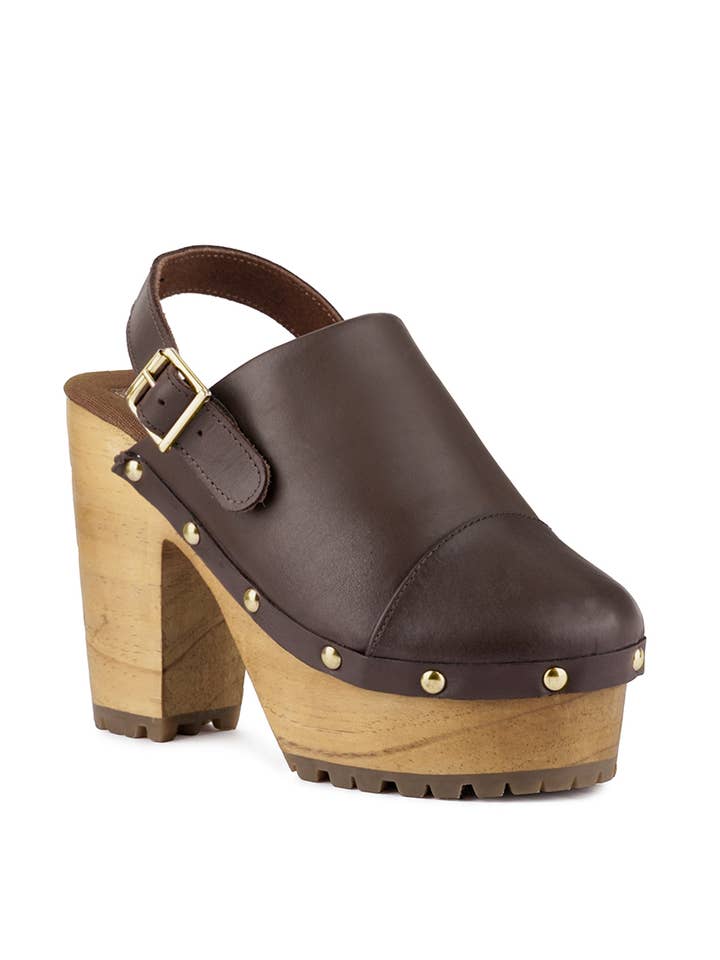 Rag Company - Wholesale Clogs – Women's - ALONA Slingback High Block Heeled Clogs9